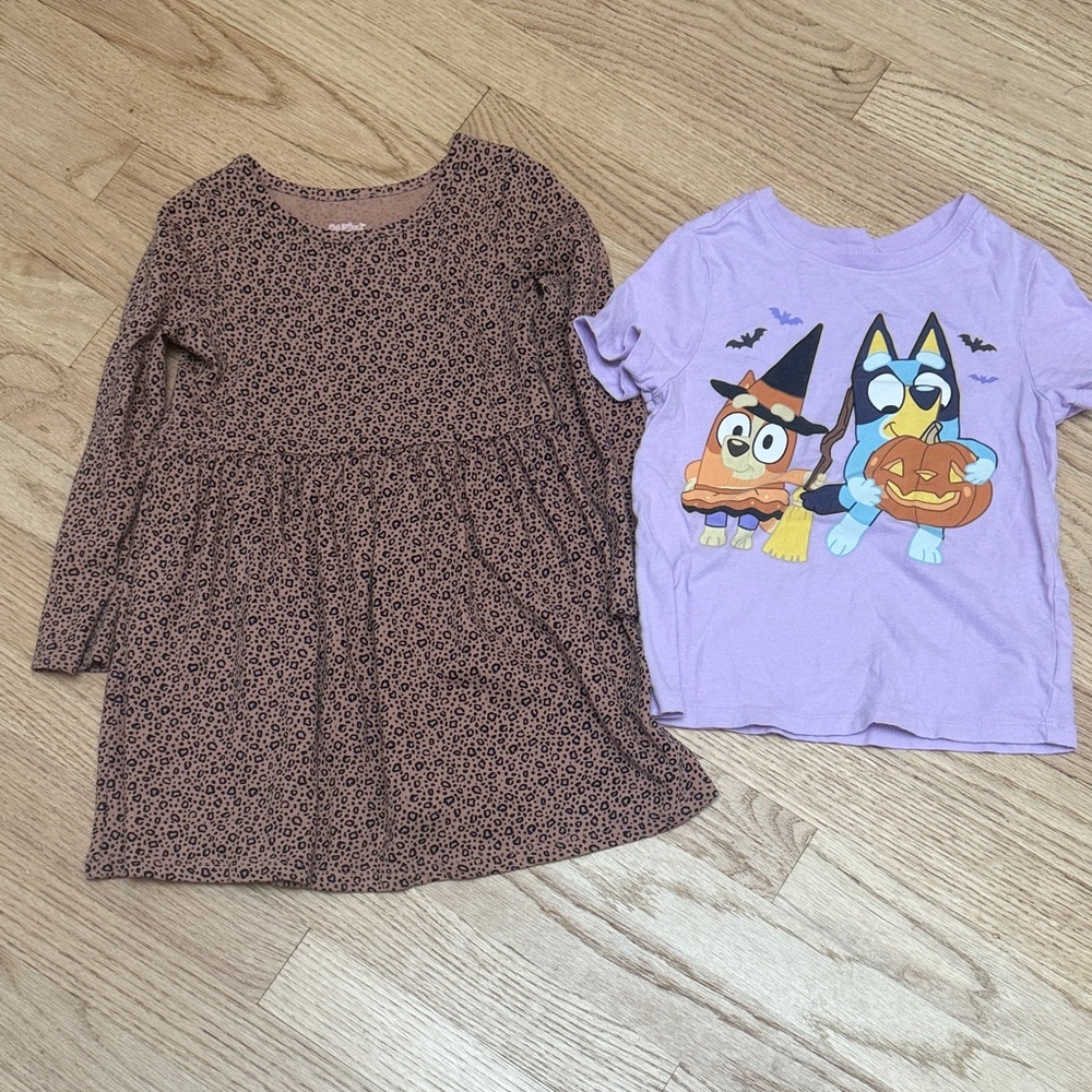 Leopard Dress and Bluey Fall Girls Bundle